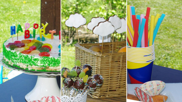 Vaikų gimtadieniai - balionai, debesėliai ir spalvoti šiaudeliai