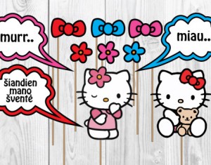 Hello Kitty foto rekvizitai ant pagaliuko